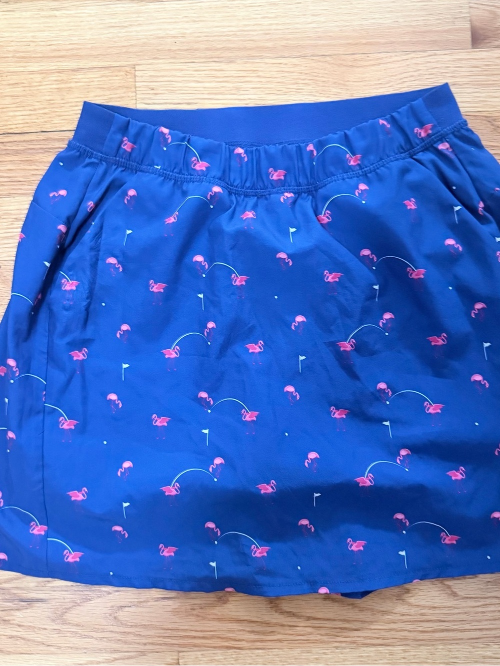 Kyodan Royal Blue Skirt with Pink Flamingo Print